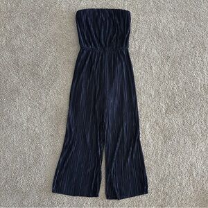 Dark navy blue strapless jumpsuit